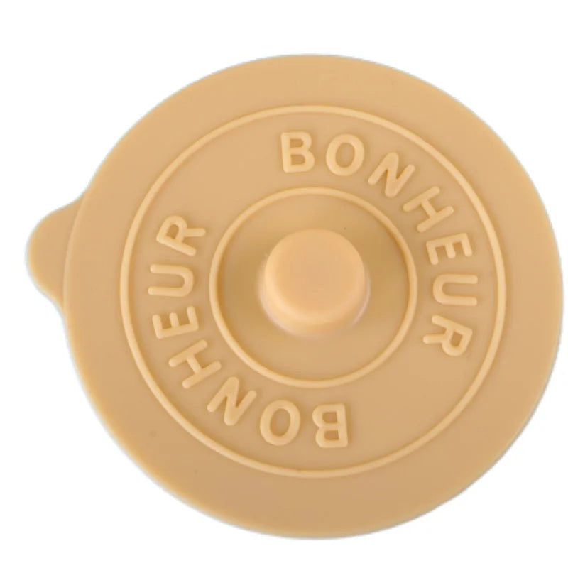 Round Creative Water Cup Lid, Simple Silicone Rubber Cover with Concave Embossed Letters, Leak-Proof