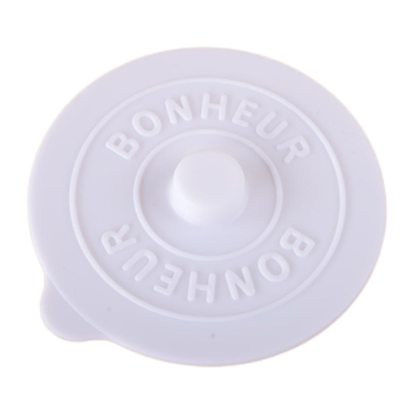 Round Creative Water Cup Lid, Simple Silicone Rubber Cover with Concave Embossed Letters, Leak-Proof