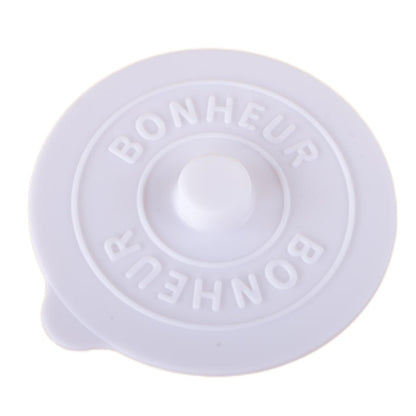 Round Creative Water Cup Lid, Simple Silicone Rubber Cover with Concave Embossed Letters, Leak-Proof