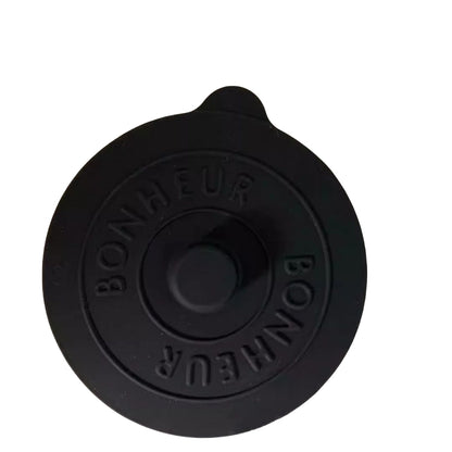Round Creative Water Cup Lid, Simple Silicone Rubber Cover with Concave Embossed Letters, Leak-Proof