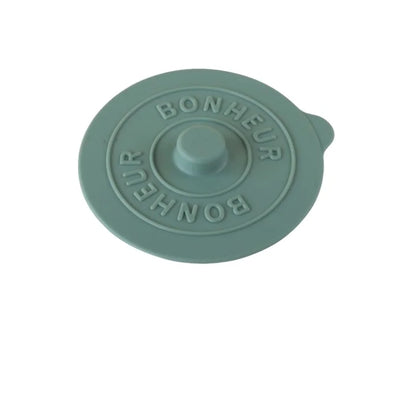Round Creative Water Cup Lid, Simple Silicone Rubber Cover with Concave Embossed Letters, Leak-Proof