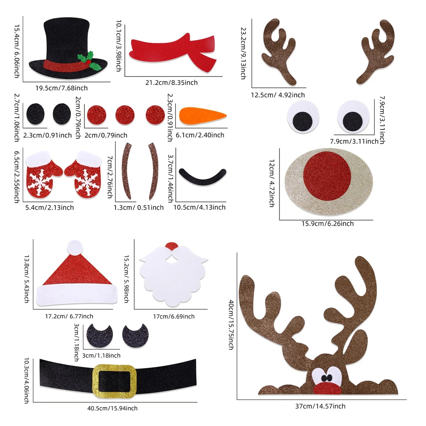 Felt Cloth Snowman, Elk Wall Sticker, Christmas Door Window Stickers Santa Claus Christmas Home Decoration