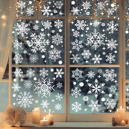 Christmas Snowflake Window Flowers, PVC Electrostatic Stickers for Glass, Reusable Winter Decorative Stickers