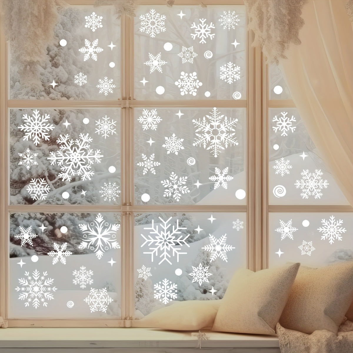 Christmas Snowflake Window Flowers PVC Electrostatic Stickers For Glass Reusable Winter Decorative  1
