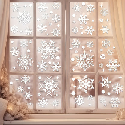 Christmas Snowflake Window Flowers PVC Electrostatic Stickers For Glass Reusable Winter Decorative  2