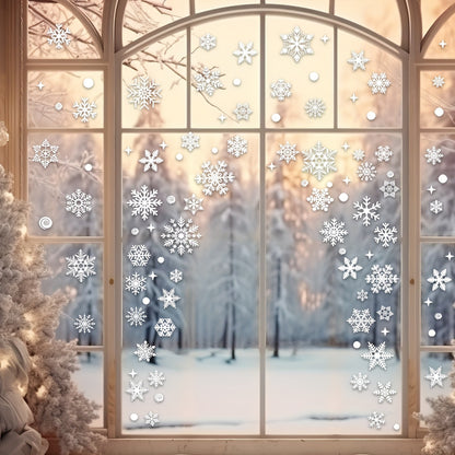 Christmas Snowflake Window Flowers PVC Electrostatic Stickers For Glass Reusable Winter Decorative  3