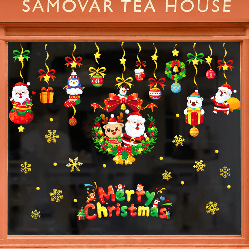 Christmas Snowflake Window Flowers PVC Electrostatic Stickers For Glass Reusable Winter Decorative  7