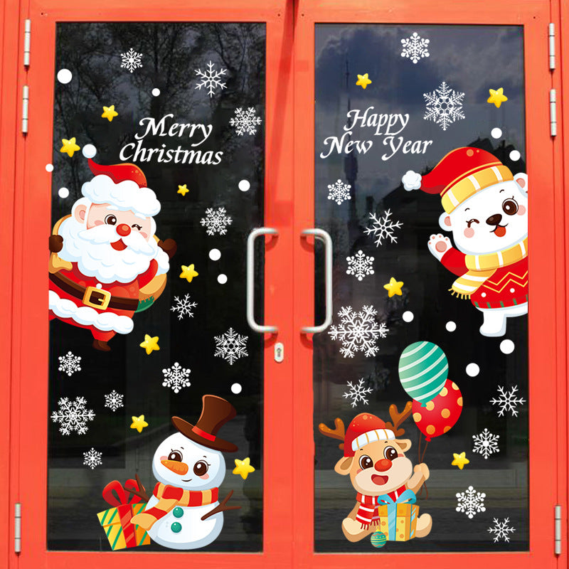 Christmas Snowflake Window Flowers PVC Electrostatic Stickers For Glass Reusable Winter Decorative  8