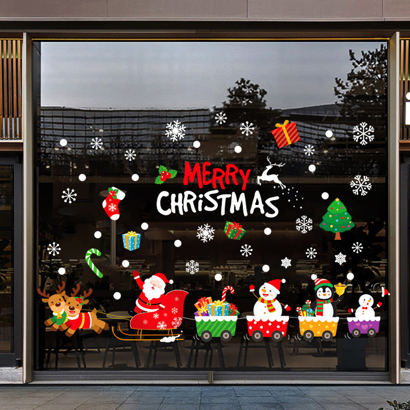 Christmas Snowflake Window Flowers PVC Electrostatic Stickers For Glass Reusable Winter Decorative  12