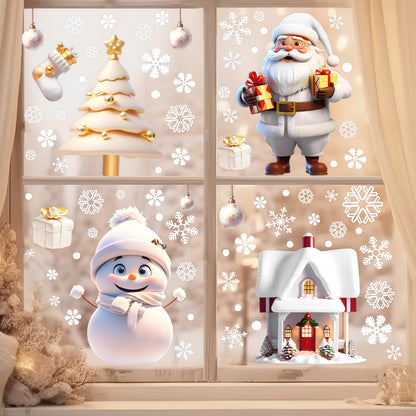 Christmas Snowflake Window Flowers PVC Electrostatic Stickers For Glass Reusable Winter Decorative  10