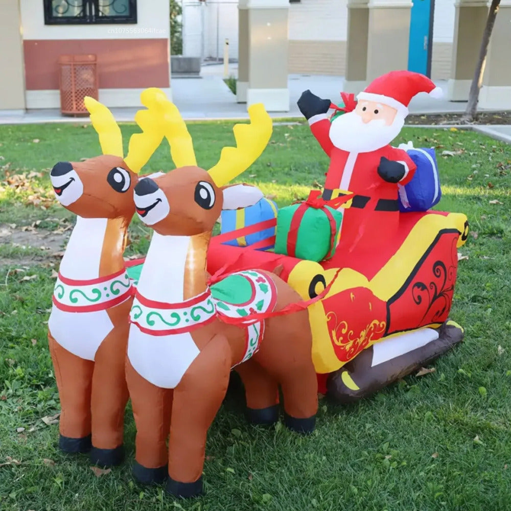 Decoration Santa Claus Riding Sled Reindeer Inflatables Indoor Outdoor Decoration Christmas Inflata 3