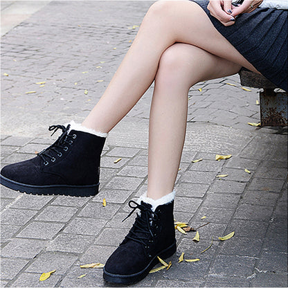 New Autumn And Winter Fashion Womens Short Boots Casual Comfortable Plus Velvet Warm Solid Color Cr 6