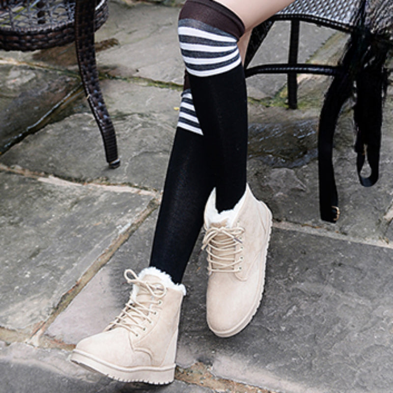 New Autumn And Winter Fashion Womens Short Boots Casual Comfortable Plus Velvet Warm Solid Color Cr 7
