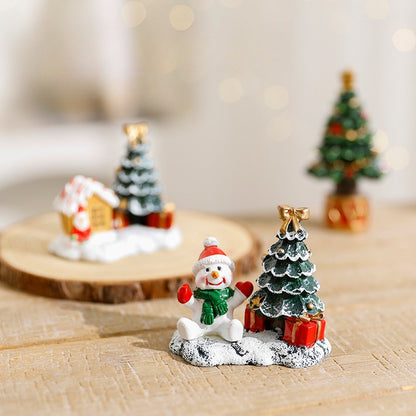 Winter Village Scene With Christmas Snowman Tree Elk Ornaments Small House Desktop Display 2