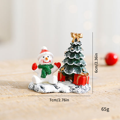 Winter Village Scene With Christmas Snowman Tree Elk Ornaments Small House Desktop Display 5