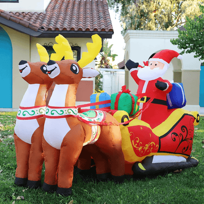 Decoration Santa Claus, Riding Sled Reindeer, Inflatables Indoor, Outdoor Decoration, Christmas Inflatables Decor