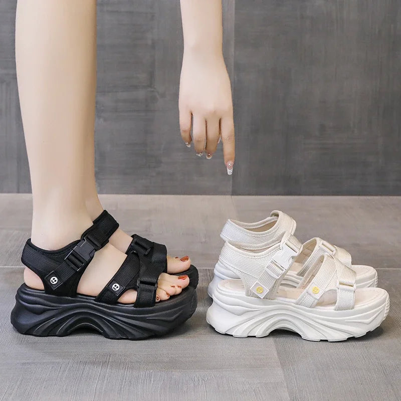 Breathable and Comfortable Women's Sandals, Summer Thick-soled Elevated Beach Casual Sneakers