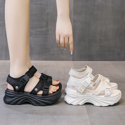 Breathable and Comfortable Women's Sandals, Summer Thick-soled Elevated Beach Casual Sneakers