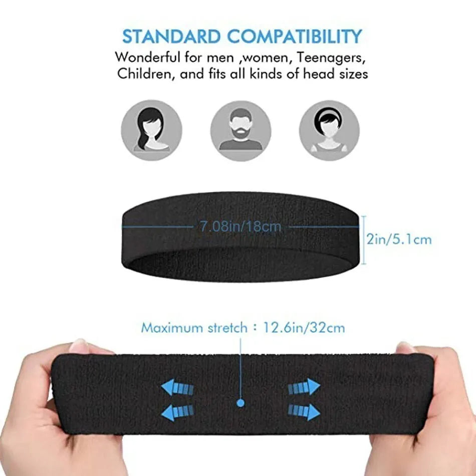 Elastic Sweatband WOSWEIR Cotton Athletic Headband For Basketball Fitness Gym Men Women Volleyball  2