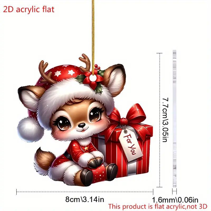 Christmas Cartoon Fawn Acrylic Tree Pendant Cute Elk Decorations For New Year Gifts And Party Decor 7