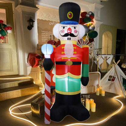 Inflatable Nutcracker Soldier Built In LED Light, Christmas Decorations for Indoor Outdoor Home Yard Garden Decorations
