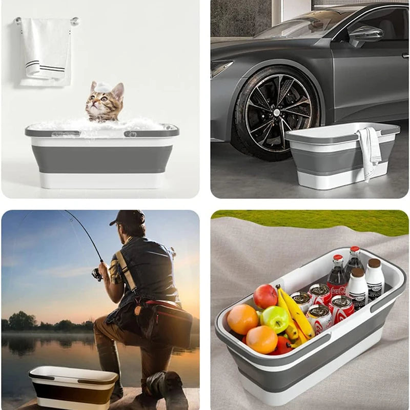 Foldable WIKHOSTAR Large Collapsible Plastic Bucket Rectangular Laundry Basket With Handle For Hous 2