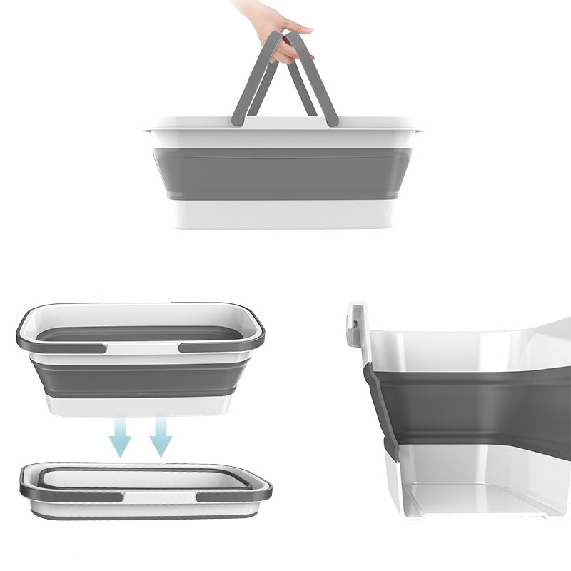 Foldable WIKHOSTAR Large Collapsible Plastic Bucket Rectangular Laundry Basket With Handle For Hous 4
