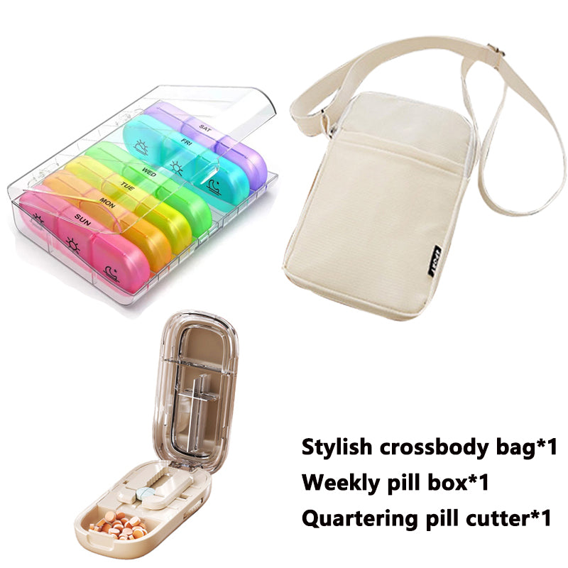 Newest Pill Cutter Storage Box, Portable Drug Tablet Divider, Dustproof Medicine Organizer, Crusher