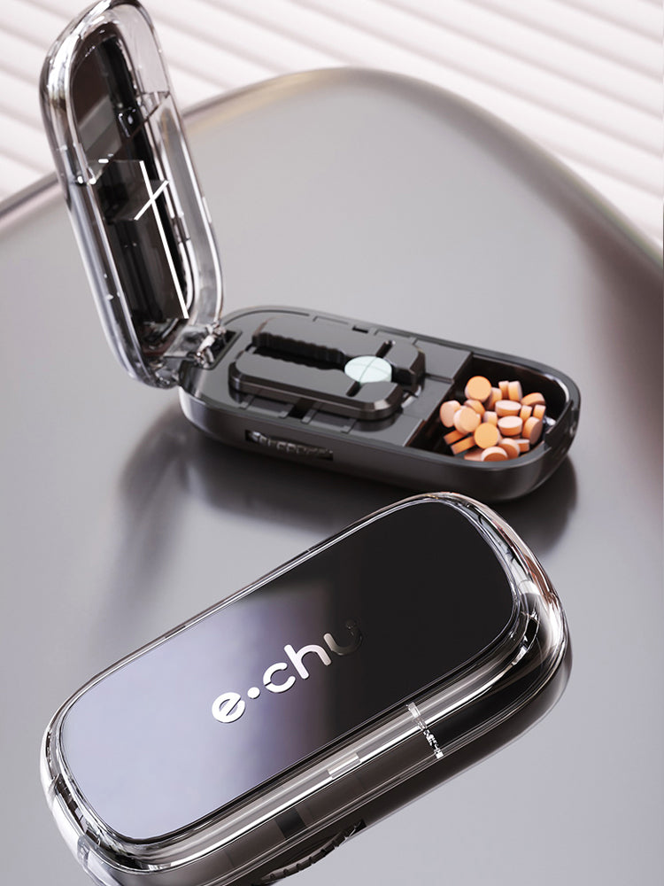 Newest Pill Cutter Storage Box, Portable Drug Tablet Divider, Dustproof Medicine Organizer, Crusher
