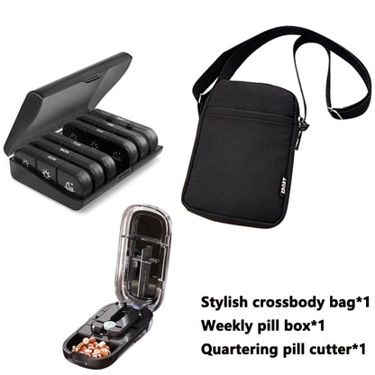 Newest Pill Cutter Storage Box, Portable Drug Tablet Divider, Dustproof Medicine Organizer, Crusher