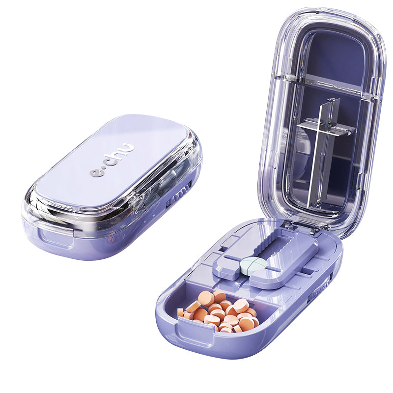 Newest Pill Cutter Storage Box, Portable Drug Tablet Divider, Dustproof Medicine Organizer, Crusher