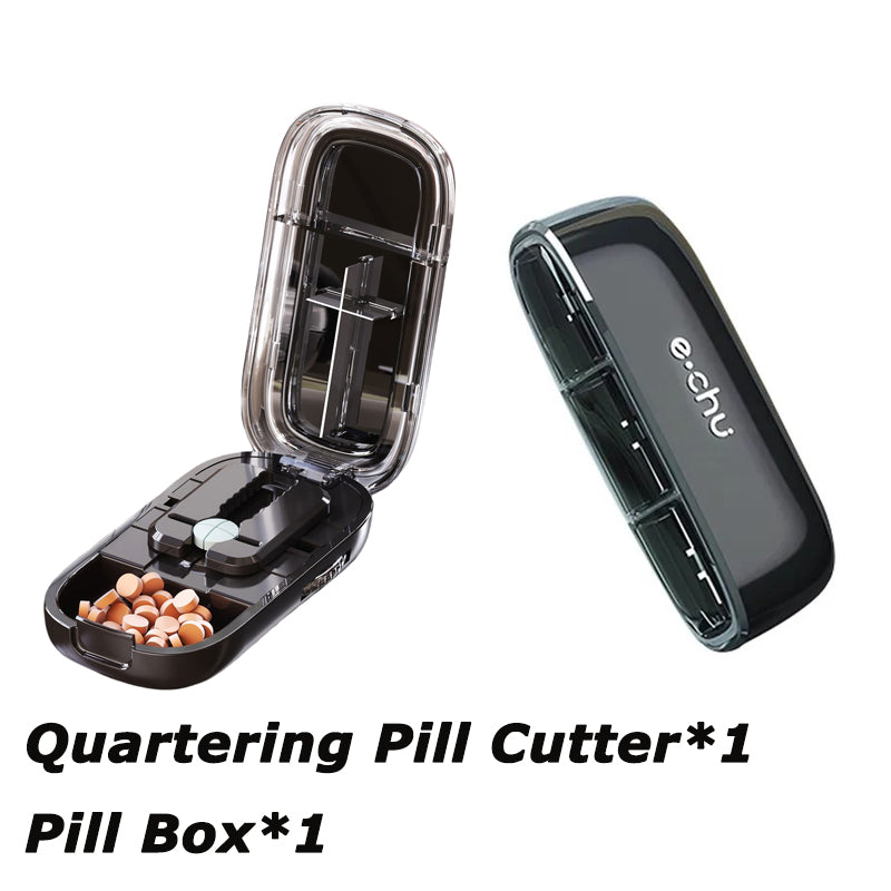 Newest Pill Cutter Storage Box, Portable Drug Tablet Divider, Dustproof Medicine Organizer, Crusher