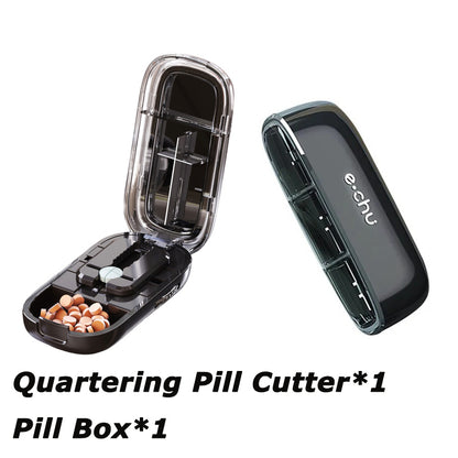 Newest Pill Cutter Storage Box, Portable Drug Tablet Divider, Dustproof Medicine Organizer, Crusher