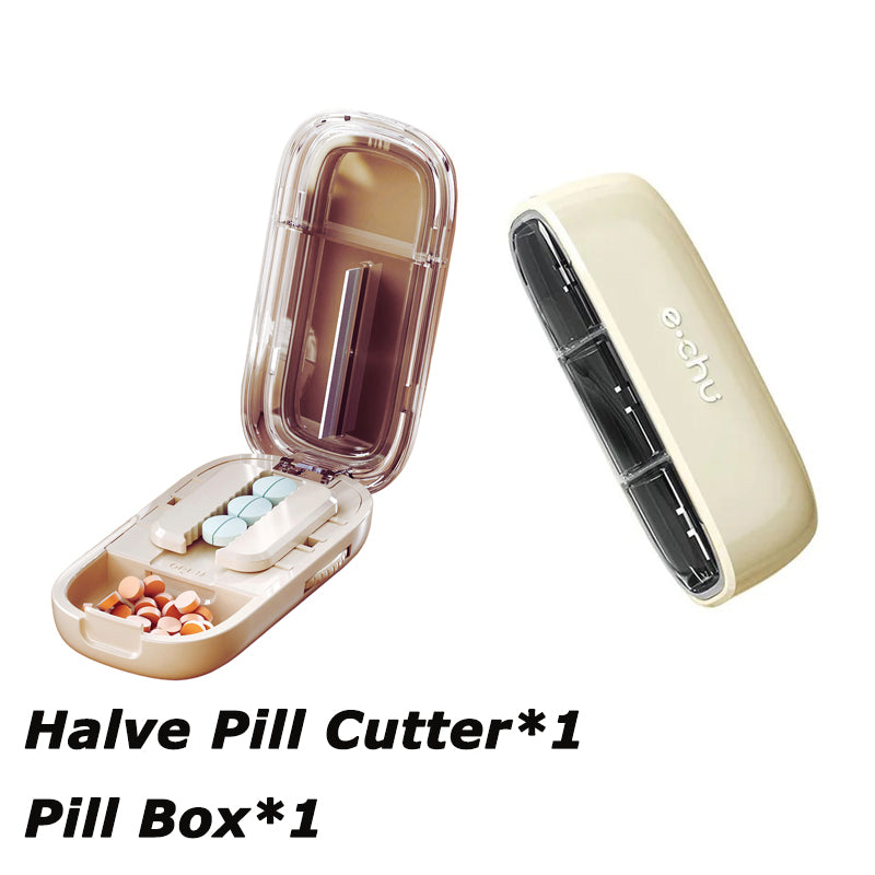 Newest Pill Cutter Storage Box, Portable Drug Tablet Divider, Dustproof Medicine Organizer, Crusher