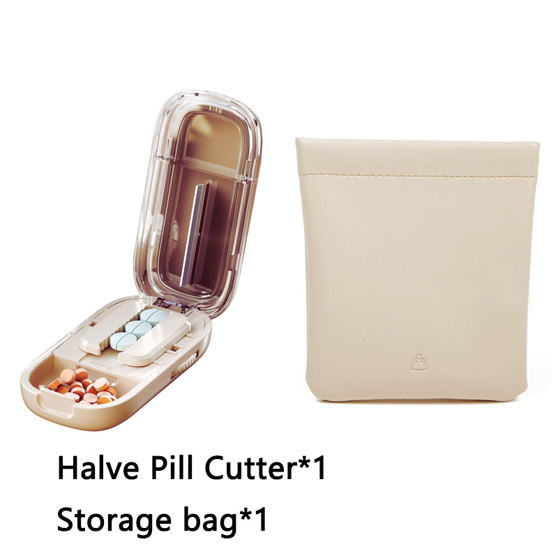 Newest Pill Cutter Storage Box, Portable Drug Tablet Divider, Dustproof Medicine Organizer, Crusher