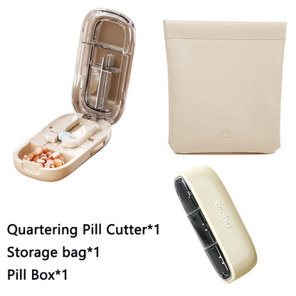 Newest Pill Cutter Storage Box, Portable Drug Tablet Divider, Dustproof Medicine Organizer, Crusher