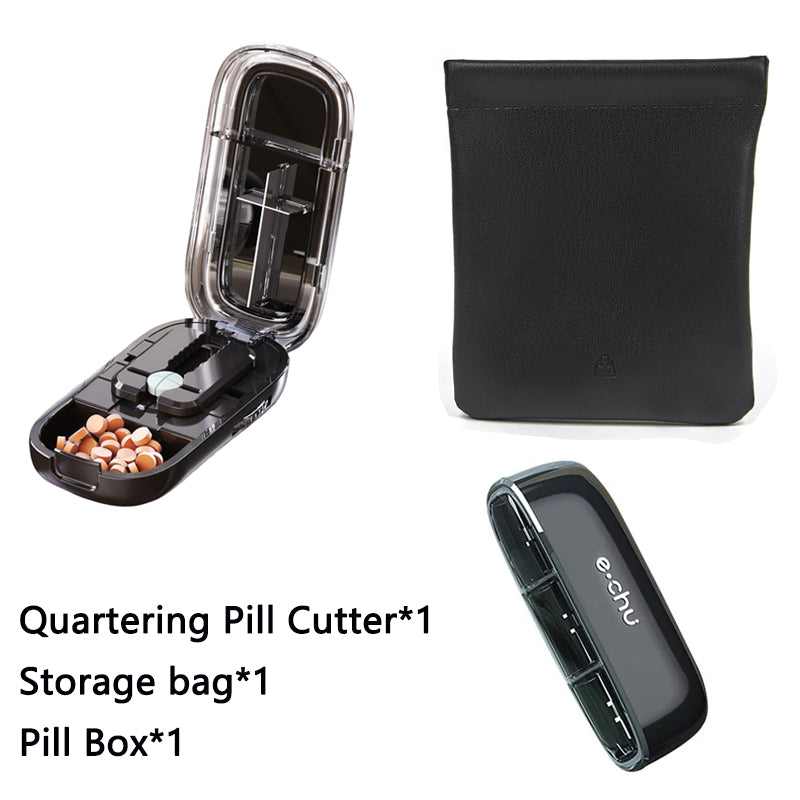 Newest Pill Cutter Storage Box, Portable Drug Tablet Divider, Dustproof Medicine Organizer, Crusher