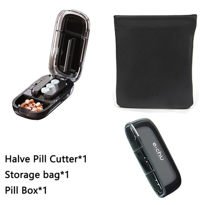 Newest Pill Cutter Storage Box, Portable Drug Tablet Divider, Dustproof Medicine Organizer, Crusher