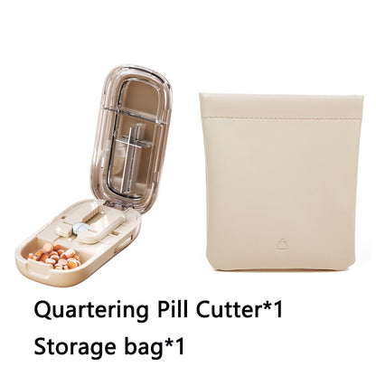 Newest Pill Cutter Storage Box, Portable Drug Tablet Divider, Dustproof Medicine Organizer, Crusher