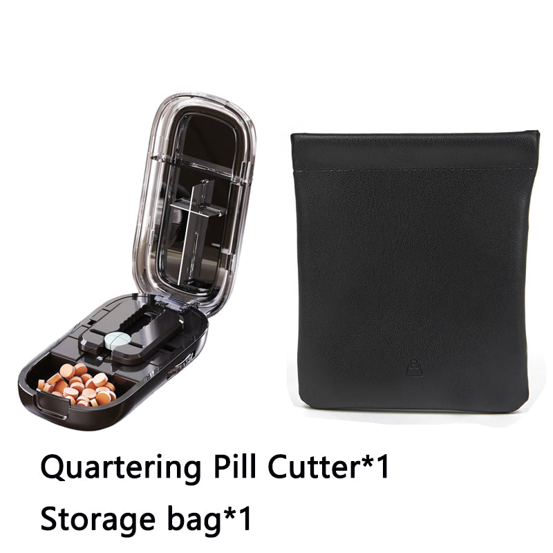 Newest Pill Cutter Storage Box, Portable Drug Tablet Divider, Dustproof Medicine Organizer, Crusher