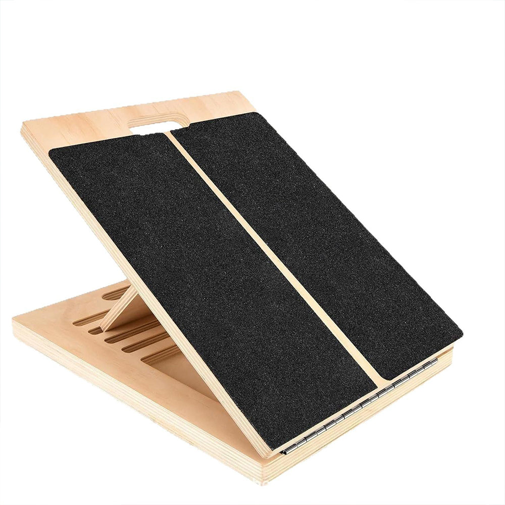 Adjustable Foldable Wooden Incline Board for Calf Ankle Stretching, Yoga Pilates Equipment for Home Gym Balance Training