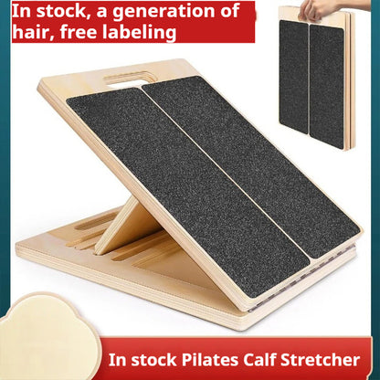 Adjustable Foldable Wooden Incline Board for Calf Ankle Stretching, Yoga Pilates Equipment for Home Gym Balance Training
