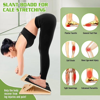 Adjustable Foldable Wooden Incline Board for Calf Ankle Stretching, Yoga Pilates Equipment for Home Gym Balance Training