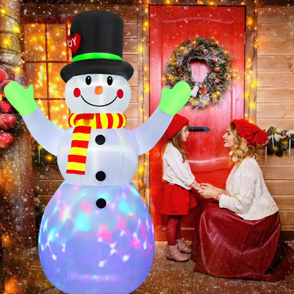 Christmas Snowman Inflatable Model LED Light Green Glove Holiday Decor Xmas Stake Props Toys For Ou 3