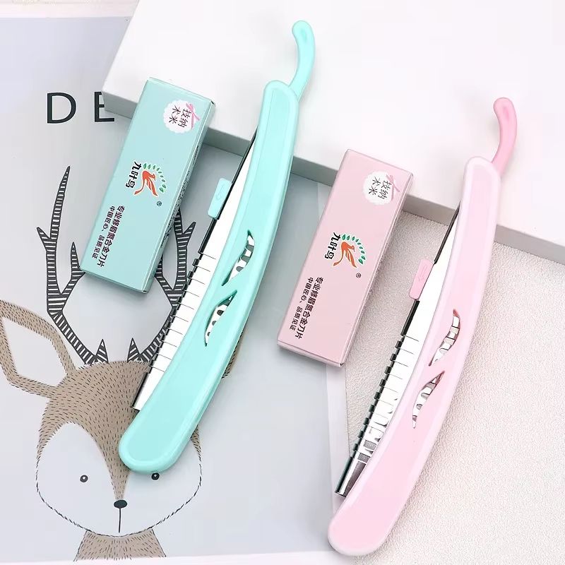 Karsyngirl 1 Pcs Folding Eyebrow Trimming Knife Holder Portable Eyebrow Trimmer Face Razor Makeup T 11