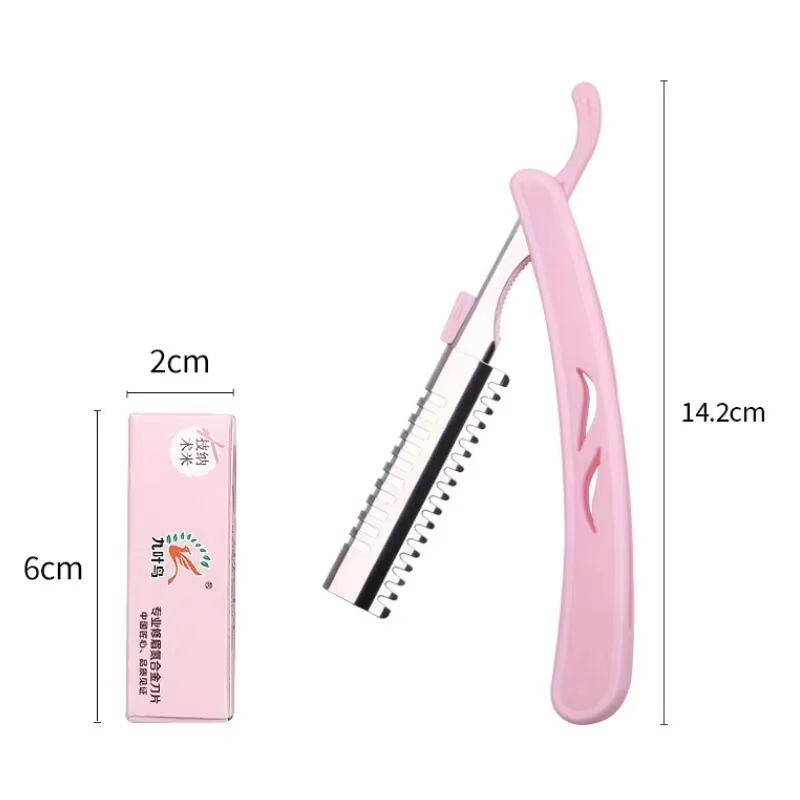 Karsyngirl 1 Pcs Folding Eyebrow Trimming Knife Holder Portable Eyebrow Trimmer Face Razor Makeup T 15