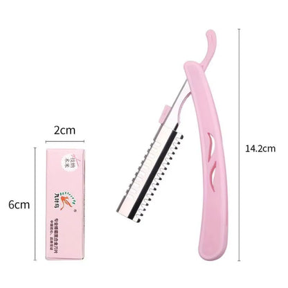 Karsyngirl 1 Pcs Folding Eyebrow Trimming Knife Holder Portable Eyebrow Trimmer Face Razor Makeup T 15