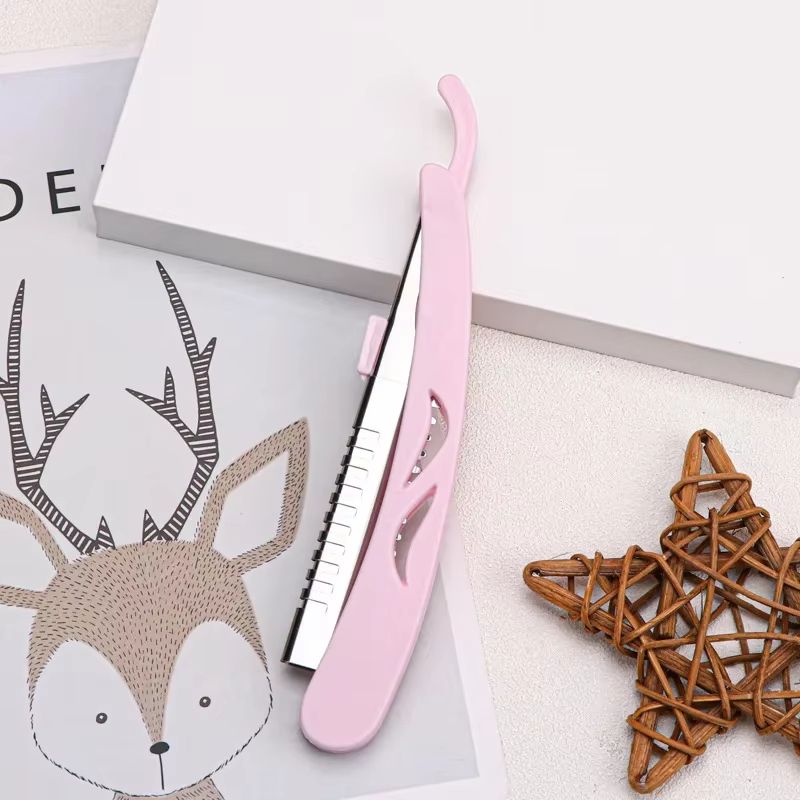 Karsyngirl 1 Pcs Folding Eyebrow Trimming Knife Holder Portable Eyebrow Trimmer Face Razor Makeup T 17