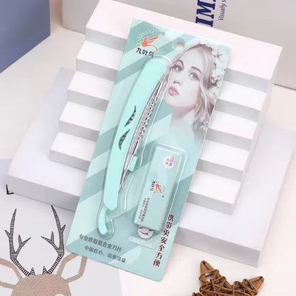 Karsyngirl 1 Pcs Folding Eyebrow Trimming Knife Holder Portable Eyebrow Trimmer Face Razor Makeup T 19