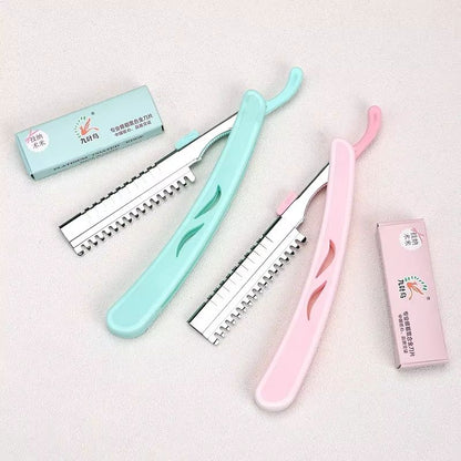 Karsyngirl 1 Pcs Folding Eyebrow Trimming Knife Holder Portable Eyebrow Trimmer Face Razor Makeup T 2